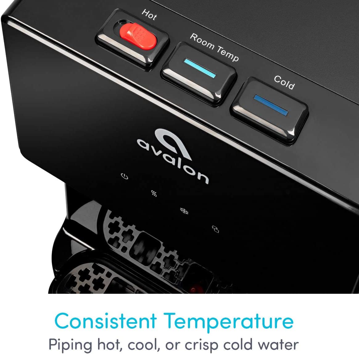 Avalon Dispensador de agua enfriador de agua con carga inferior con BioGuard, 3 ajustes de temperatura, agua caliente, fría y de habitación, construcción duradera de acero inoxidable, revestimiento antimicrobiano, certificado UL
