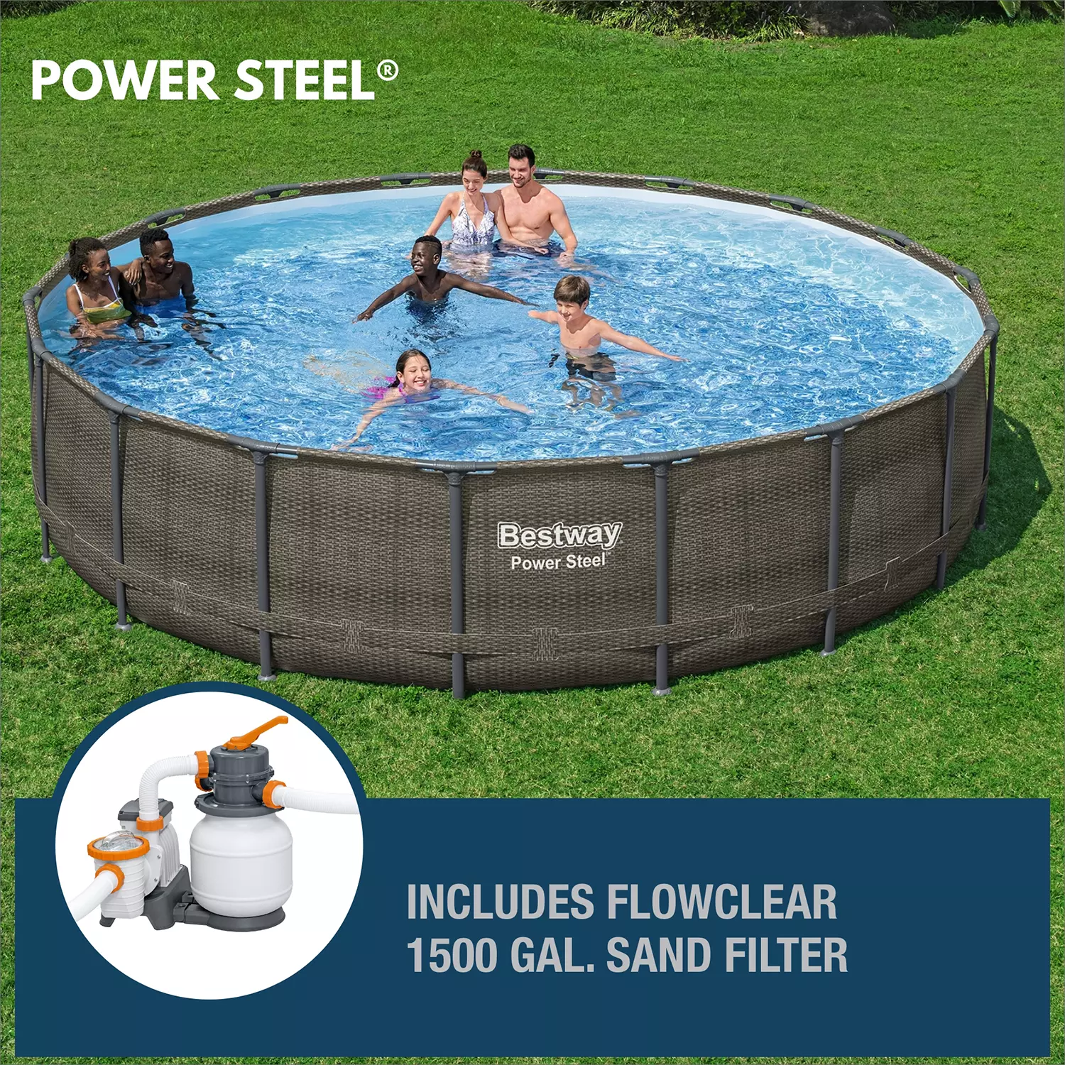 Piscina elevada redonda de acero Bestway Power de 5,5 x 122 cm