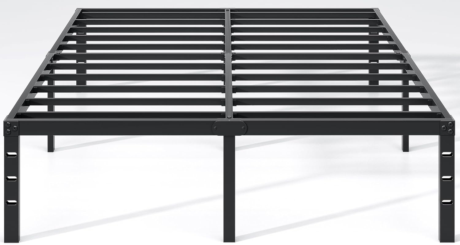 New Jeto Marco de cama de metal con espacio de almacenamiento debajo de la cama, plataforma sencilla y atmosférica, resistente y duradero, de 46 cm, tamaño individual