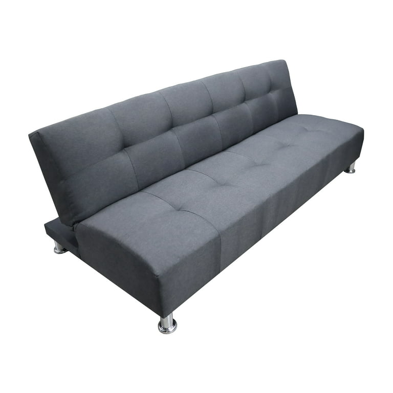 Sofá Cama Reclinable Vegas Lino Gris Oxford Futon 3 Posiciones EL BAZAR STORE Moderno Abotonado-almohada