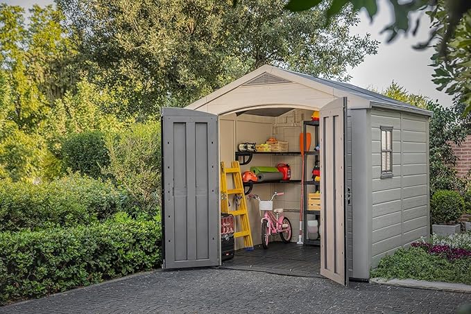 Keter Cobertizo de Almacenamiento, Factor 6X8, para Exterior, Color Beige, Jardin