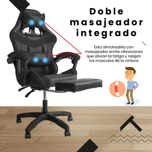 Silla Gamer Reclinable Giratoria Ergonómica Cómoda 2 Masajes