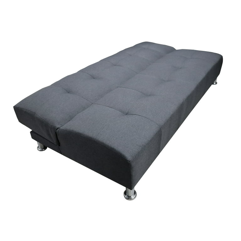 Sofá Cama Reclinable Vegas Lino Gris Oxford Futon 3 Posiciones EL BAZAR STORE Moderno Abotonado-almohada