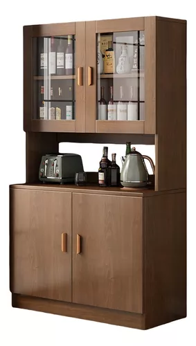 Armario De Cocina Compacto Con Gabinete Y Mostrador 80cm Color Marrón