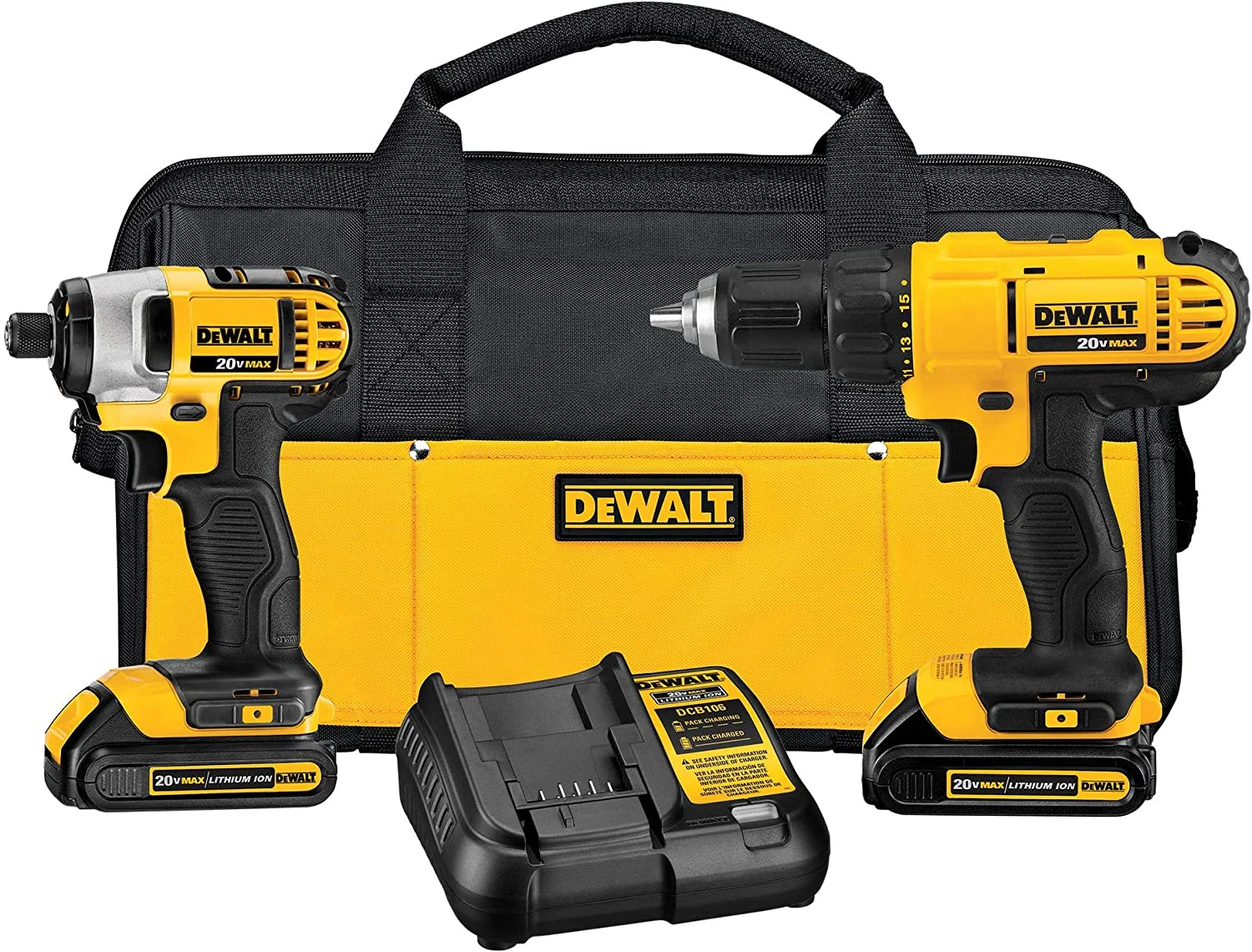 Dewalt Juego de herramientas mecánicas + Kit Taladro Atornillador y Llave de Impacto Inalámbrico 20V MAX* DCK240C2