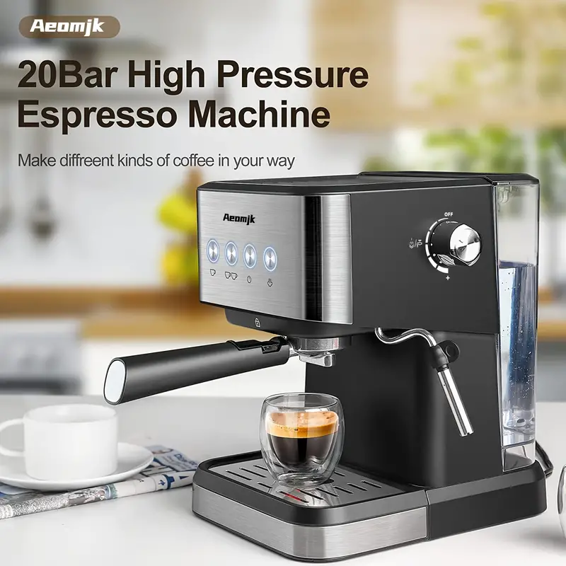 Máquina de espresso de calentamiento rápido, con varita para espumar leche - Perfecta para baristas en casa y RVs - Presión de 20 bares para un café rico y sabroso