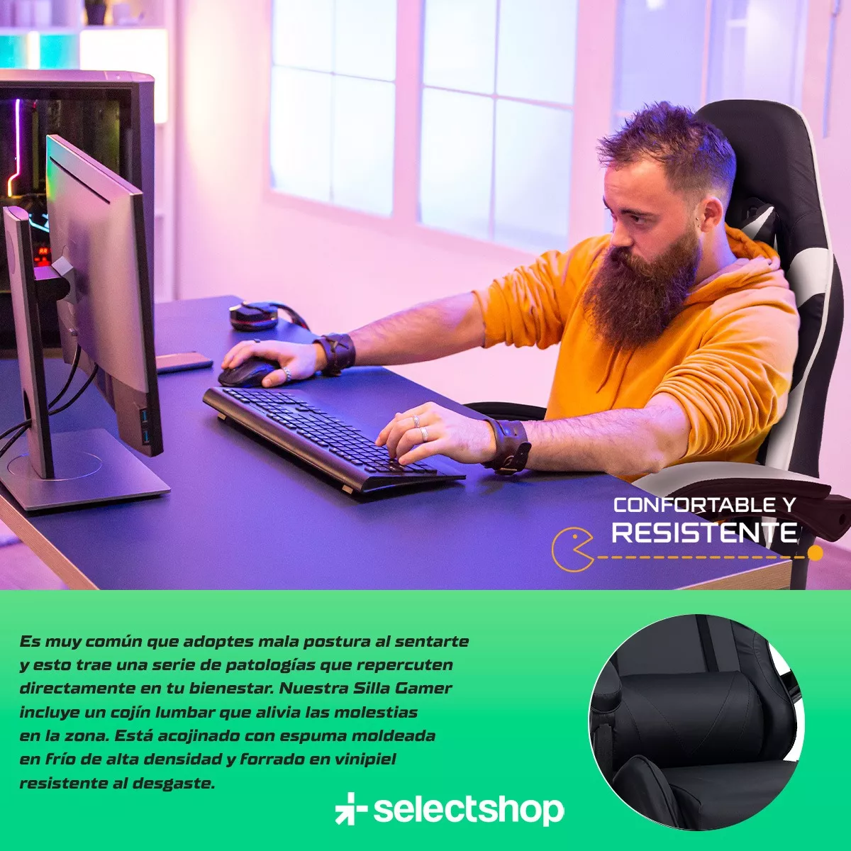 Silla Gamer Reclinable Giratoria Ergonómica Súper Cómoda