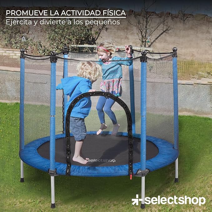 Trampolín para niños con Red De Seguridad Brincolín Infantil De 55 Pulgadas Brincolines De Niños para Fiestas Trampolin con Postes Acolchados para Interiores y Exteriores