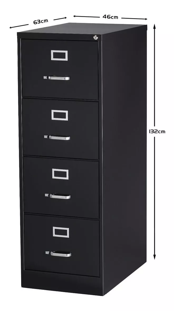Archivero Metálico 4 Gavetas Oficio Almendra/negro/gri Hirsh