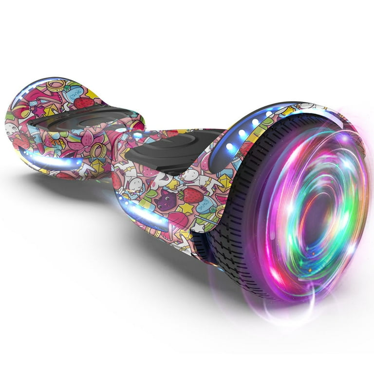 HOVERSTAR Bluetooth Hoverboard, LBW12A Color cromado o monopatín eléctrico de piel impresa con ruedas intermitentes LED HOVERSTAR LBW12A