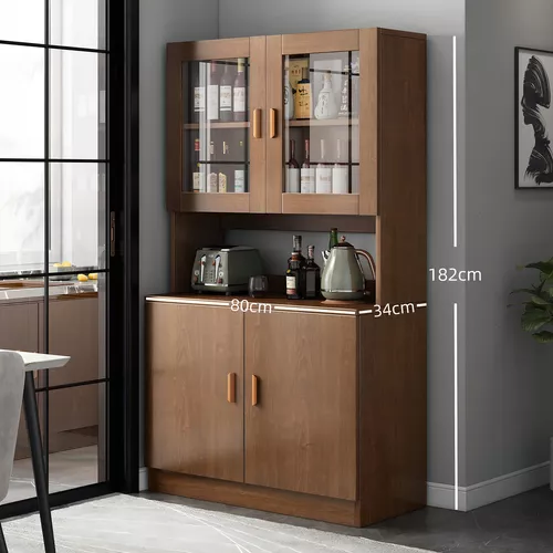 Armario De Cocina Compacto Con Gabinete Y Mostrador 80cm Color Marrón