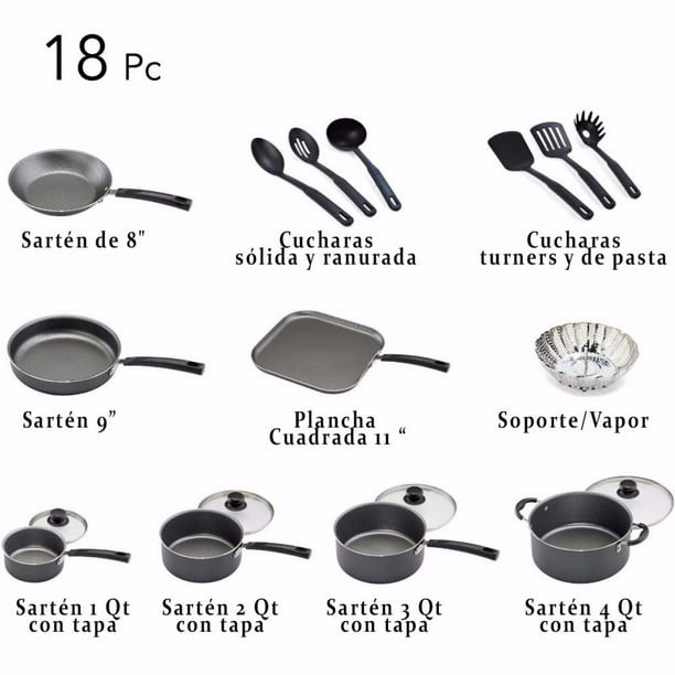 Batería de Cocina Tramontina 18 piezas Primaware Gris