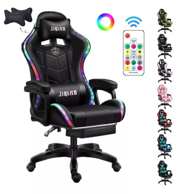 Silla Gamer Ergonómica Con Luces Led Reclinable Masajedor
