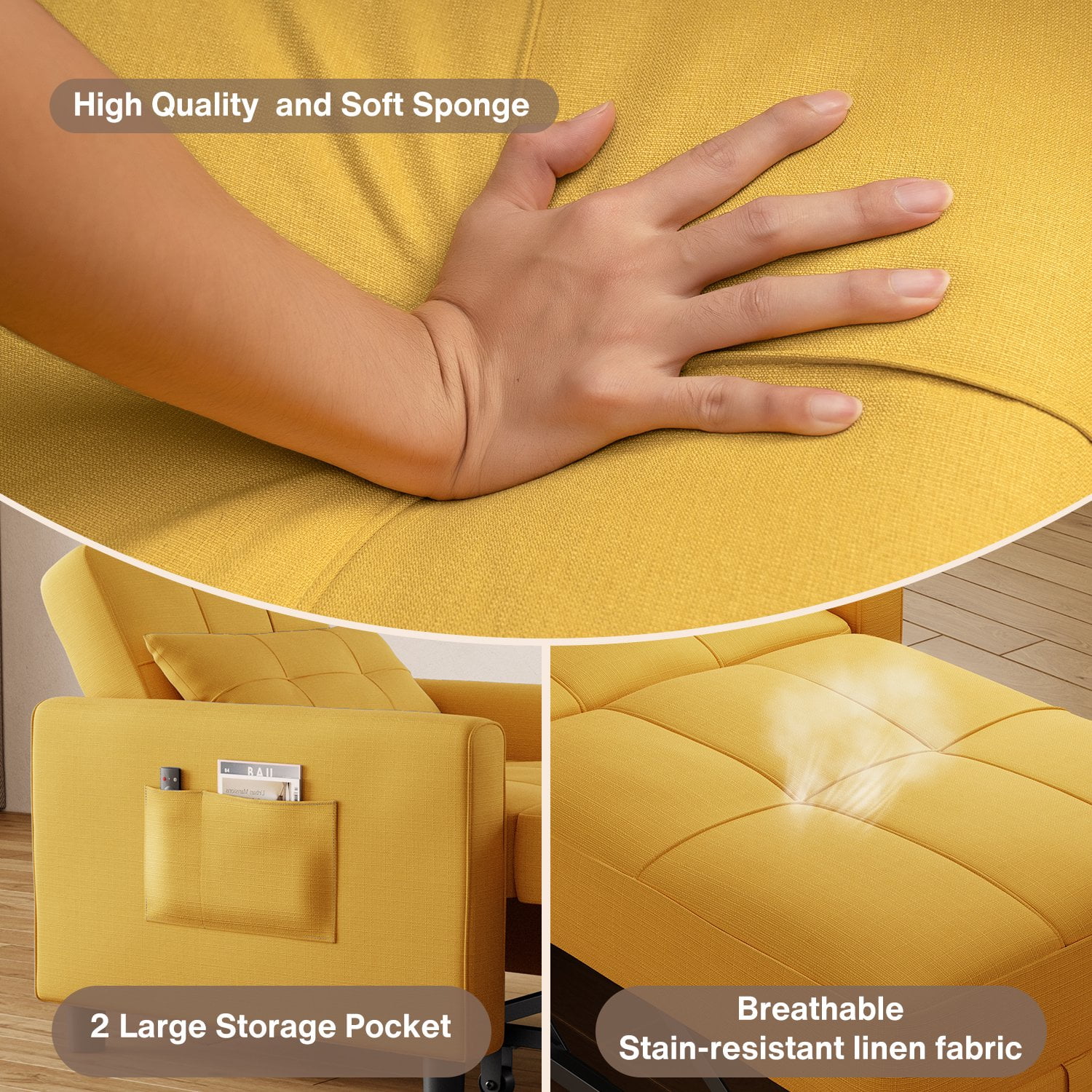 Sofá Cama Silla 3 en 1, Silla Convertible Cama Individual-taza