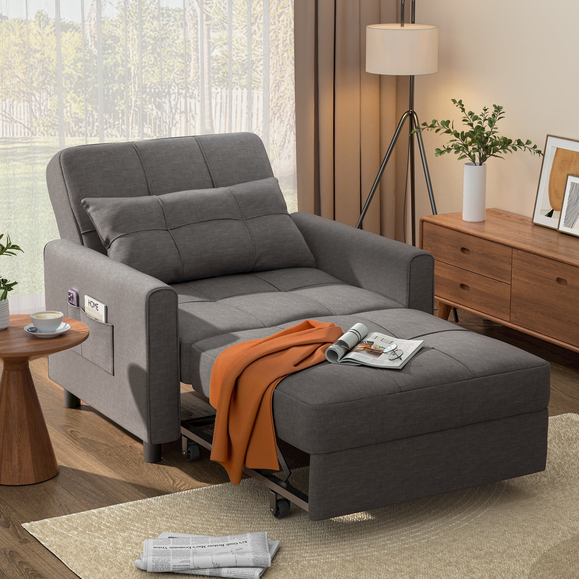 Sofá Cama Silla 3 en 1, Silla Convertible Cama Individual-taza