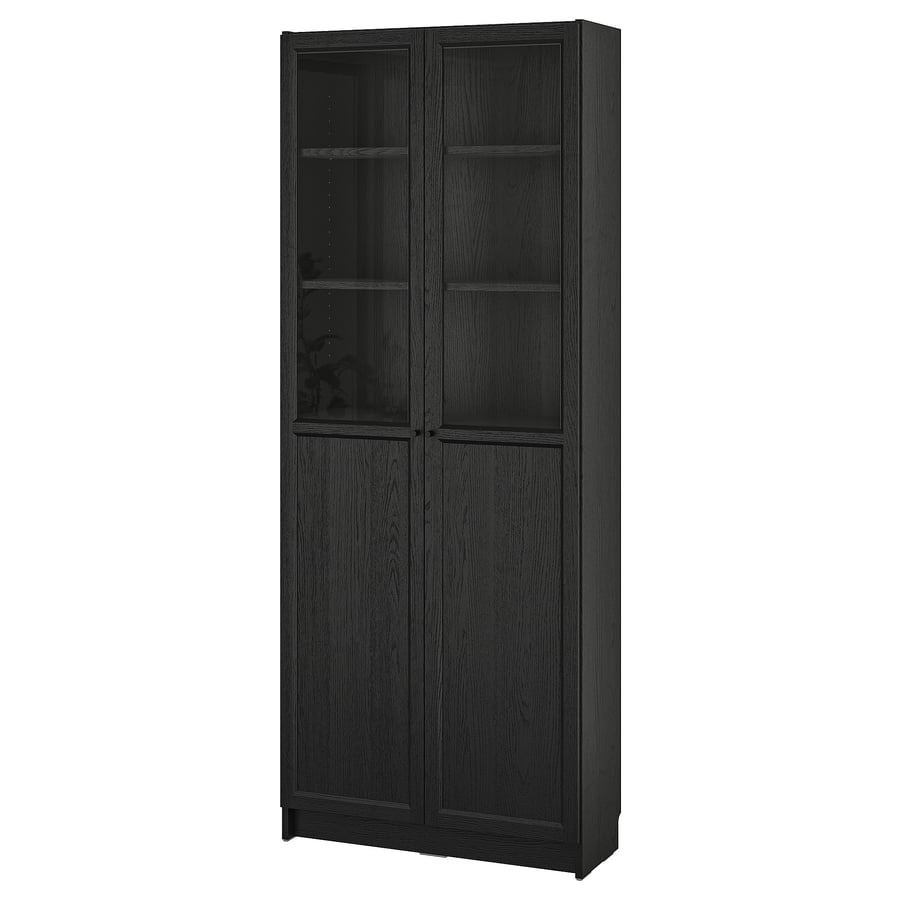 Librero con puertas de vidrio, blanco, 80x30x202 cm