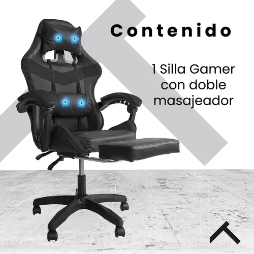 Silla Gamer Reclinable Giratoria Ergonómica Cómoda 2 Masajes
