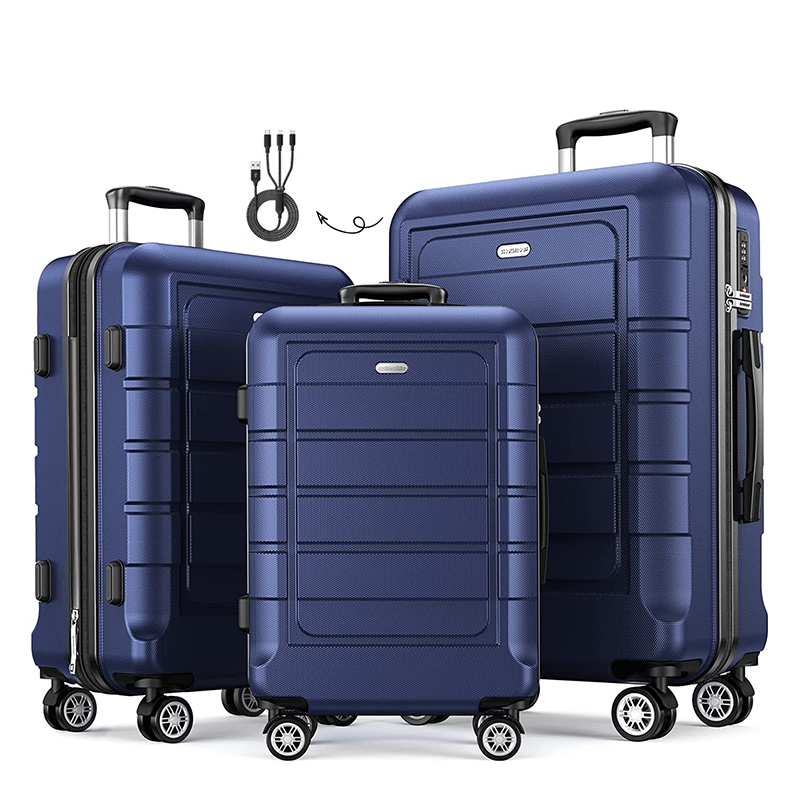 SHOWKOO Juegos de Equipaje Ampliable PC+ABS Maleta Duradera Ruedas Dobles TSA Lock 3 Piezas