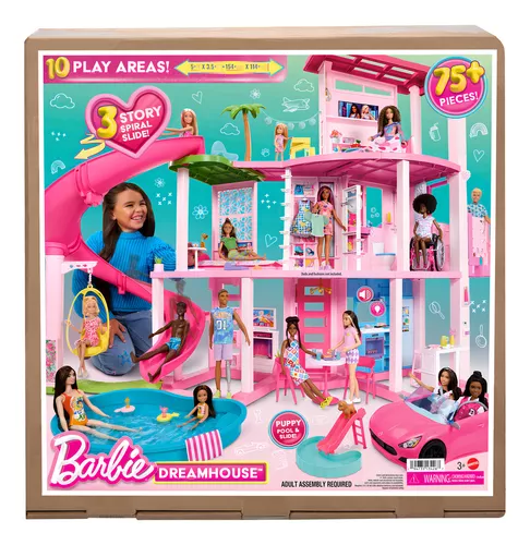 Casa de Muñecas Barbie Nueva Casa de los Sueños HMX10 color rosa con 3 pisos y más de 75 accesorios