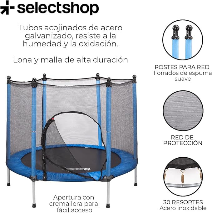Trampolín para niños con Red De Seguridad Brincolín Infantil De 55 Pulgadas Brincolines De Niños para Fiestas Trampolin con Postes Acolchados para Interiores y Exteriores