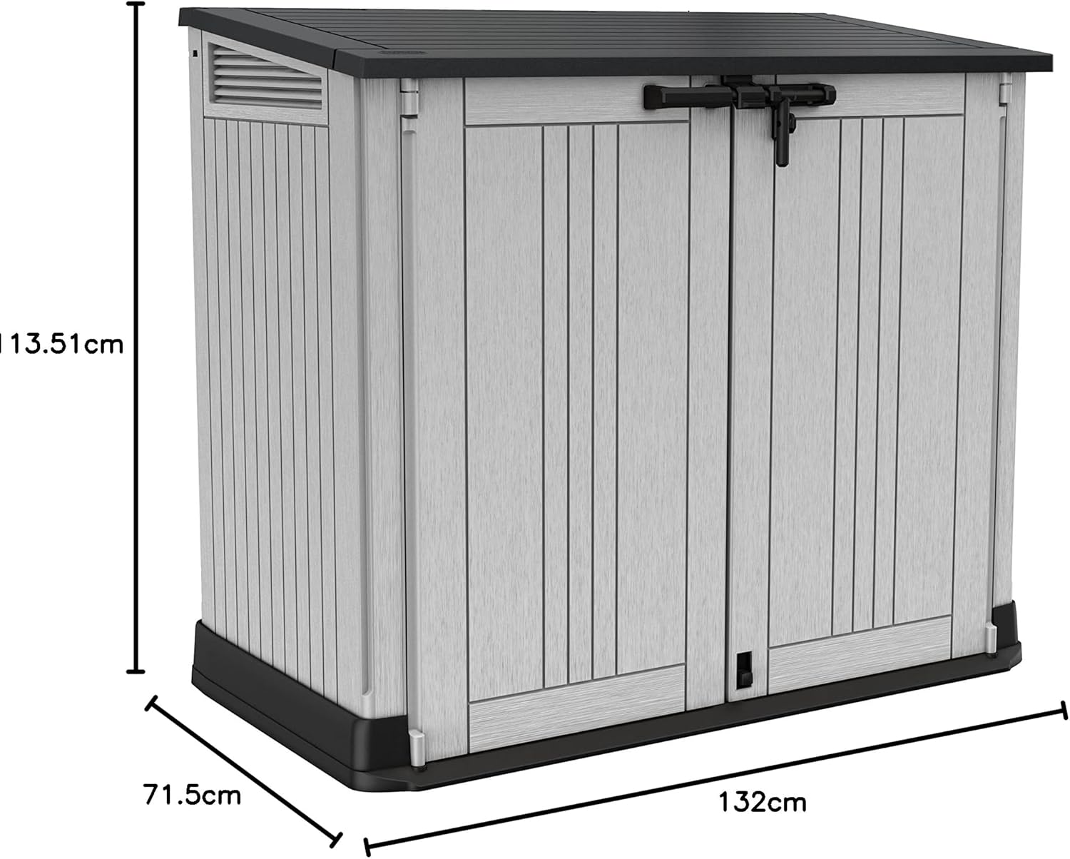 KETER Cobertizo de Almacenamiento Sio Prime, Color Grafito, 880 litros, Almacenamiento para Exterior, Cerradura