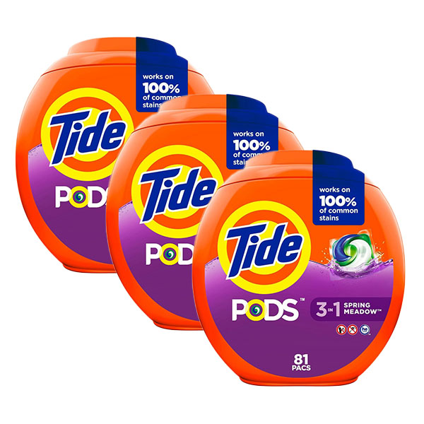 Cápsulas de jabón detergente para ropa Tide PODS, Spring Meadow, 81 unidades