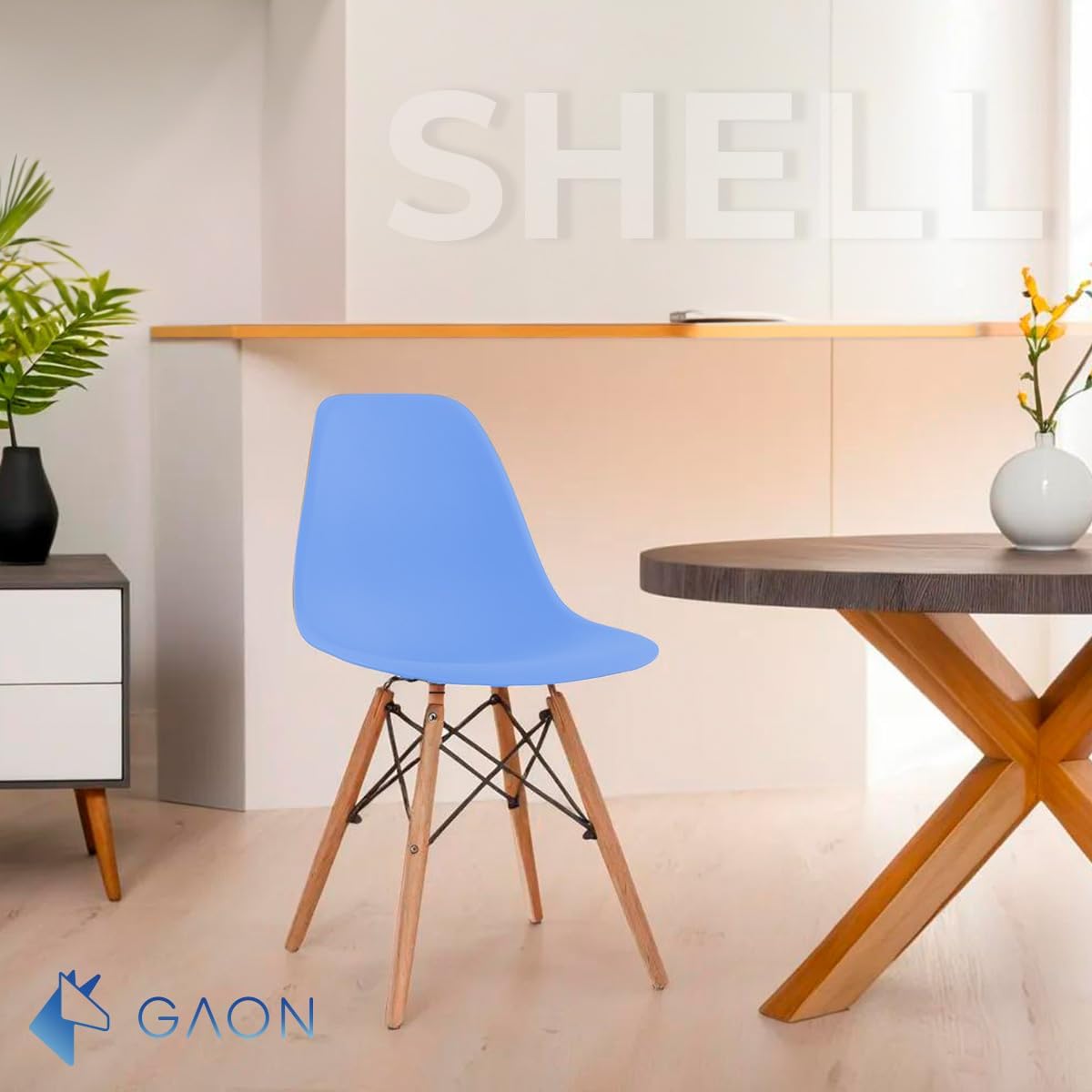 GAON. 4 Sillas Eames Modernas Minimalistas |Ergonómicas Ideales para Comedor Restaurantes y Cocinas (Negro.)