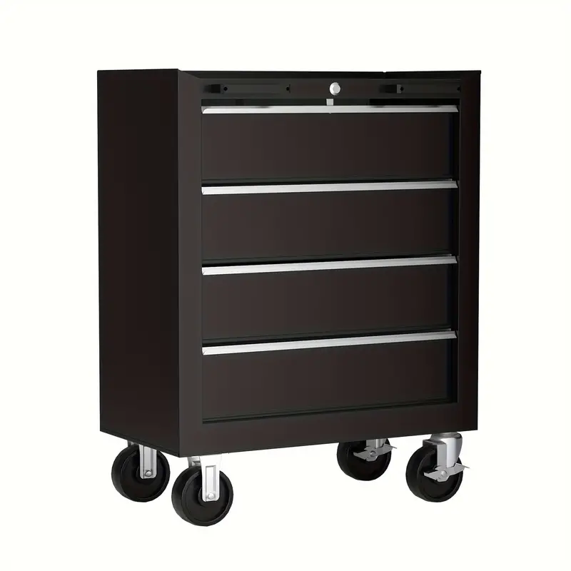 Taller de 6 piezas en negro, gabinete de almacenamiento para garaje, incluye cajones de acero, cofre rodante y tablero de clavijas, gabinete de almacenamiento con cerradura, perfecto para organizar el garaje y las herramientas.