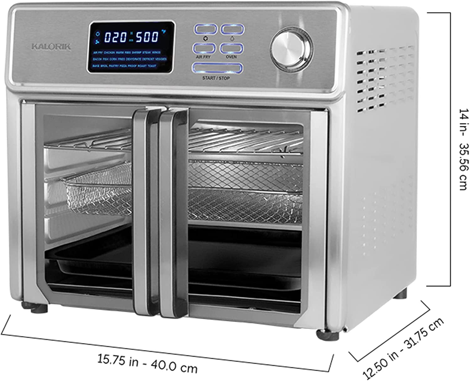 Horno freidora de aire digital AFO 46045 SS Combinación de horno tostador de encimera 10 en 1 de 26 cuartos y freidora de aire, asador, asador, deshidratador y más | 9 Accesorios y libro de cocina