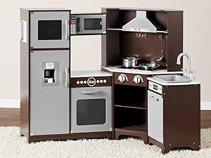Amazon Basic Kids Wooden Kitchen Playset with accessories