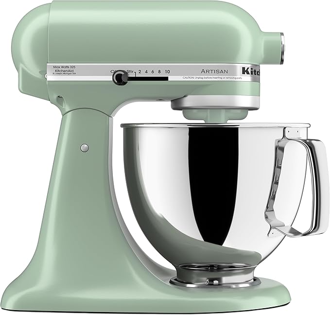 KitchenAid KSM150PSAC Artisan Series - Batidora de pie con capacidad de 5 cuartos o 4.7 litros, incluye escudo vertedor