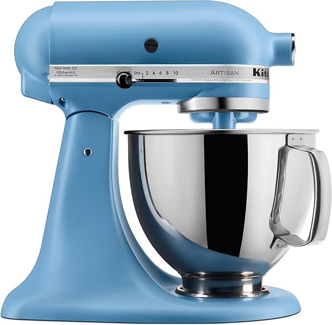 KitchenAid KSM150PSAC Artisan Series - Batidora de pie con capacidad de 5 cuartos o 4.7 litros, incluye escudo vertedor