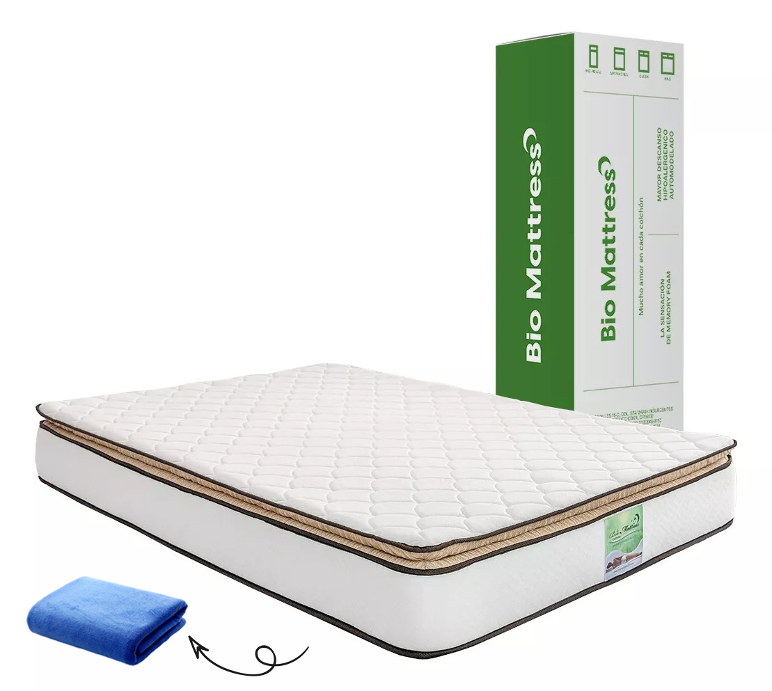 Colchon Queen Size Bio Cotton Memory Foam Bio Mattress Color Blanco