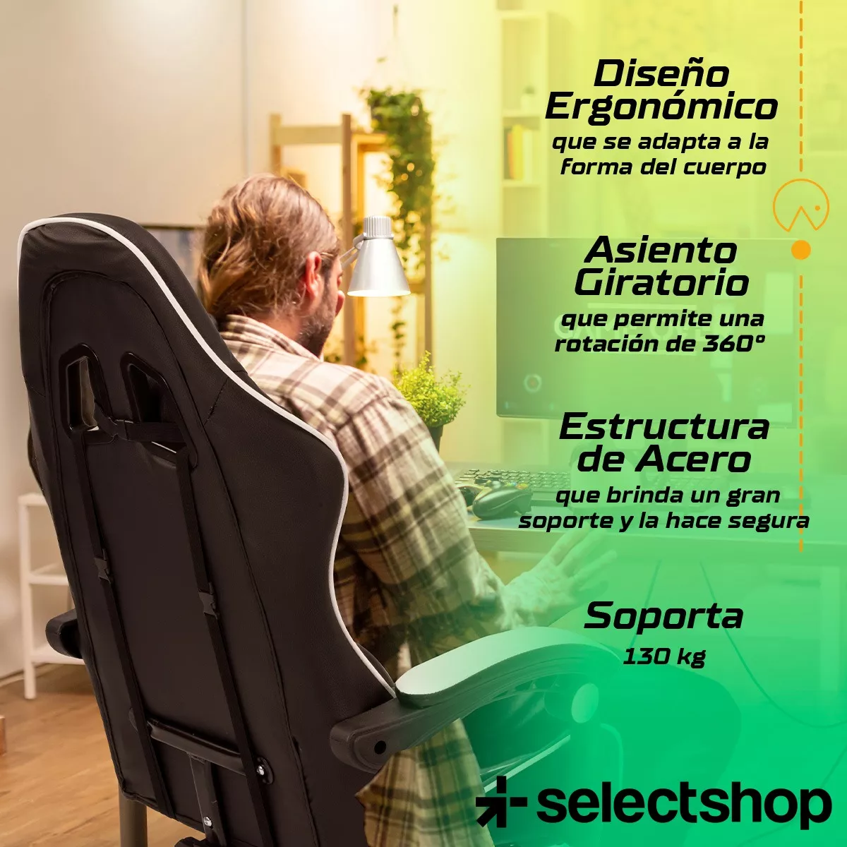 Silla Gamer Reclinable Giratoria Ergonómica Súper Cómoda