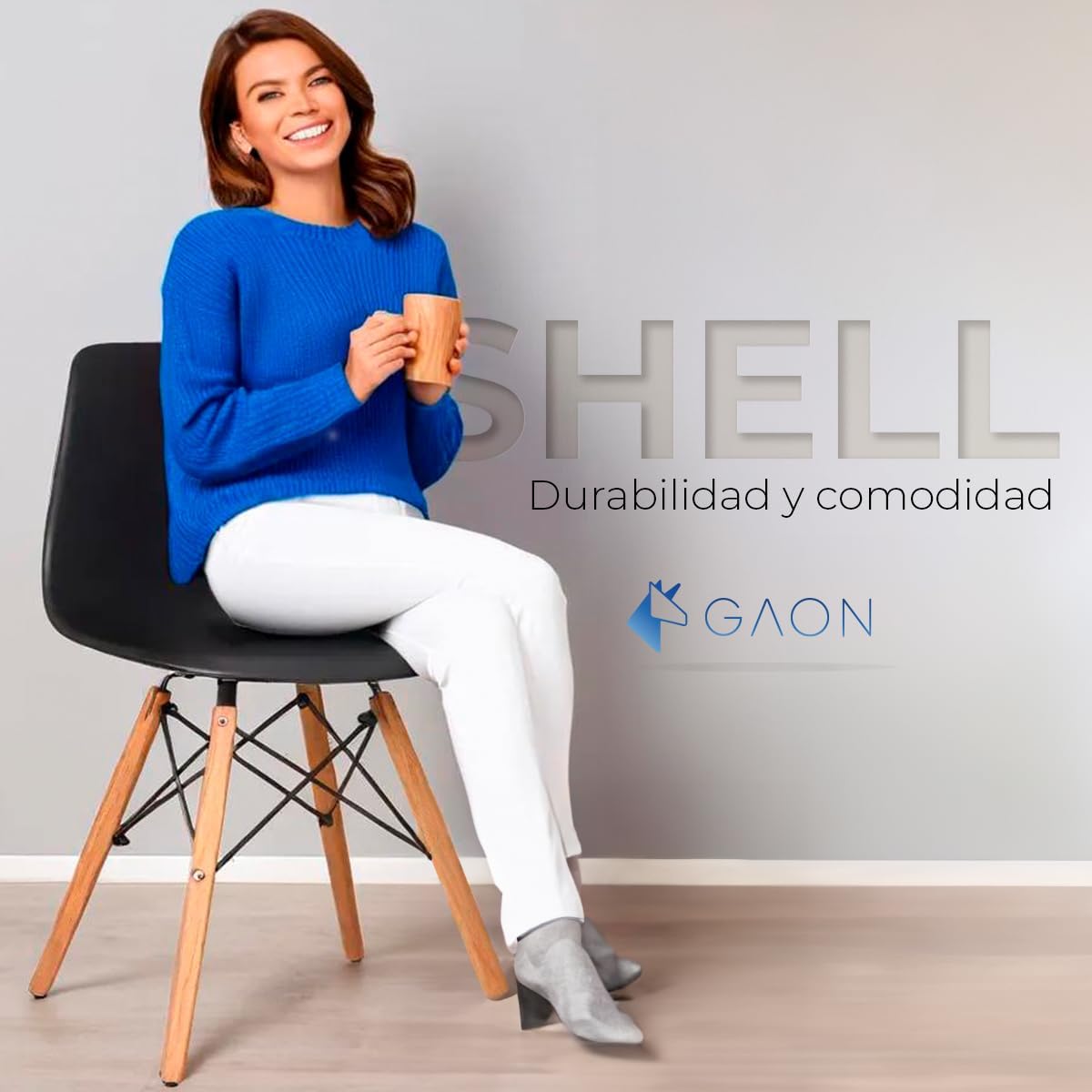 GAON. 4 Sillas Eames Modernas Minimalistas |Ergonómicas Ideales para Comedor Restaurantes y Cocinas (Negro.)