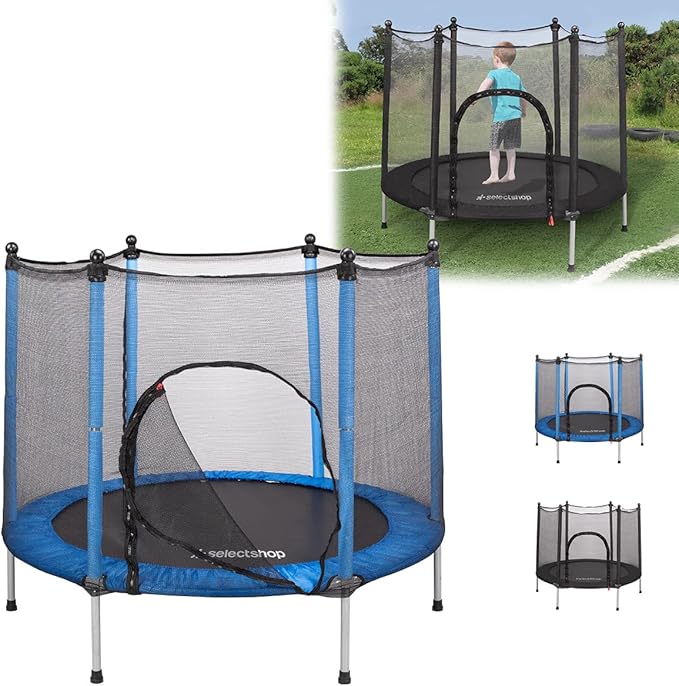Trampolín para niños con Red De Seguridad Brincolín Infantil De 55 Pulgadas Brincolines De Niños para Fiestas Trampolin con Postes Acolchados para Interiores y Exteriores