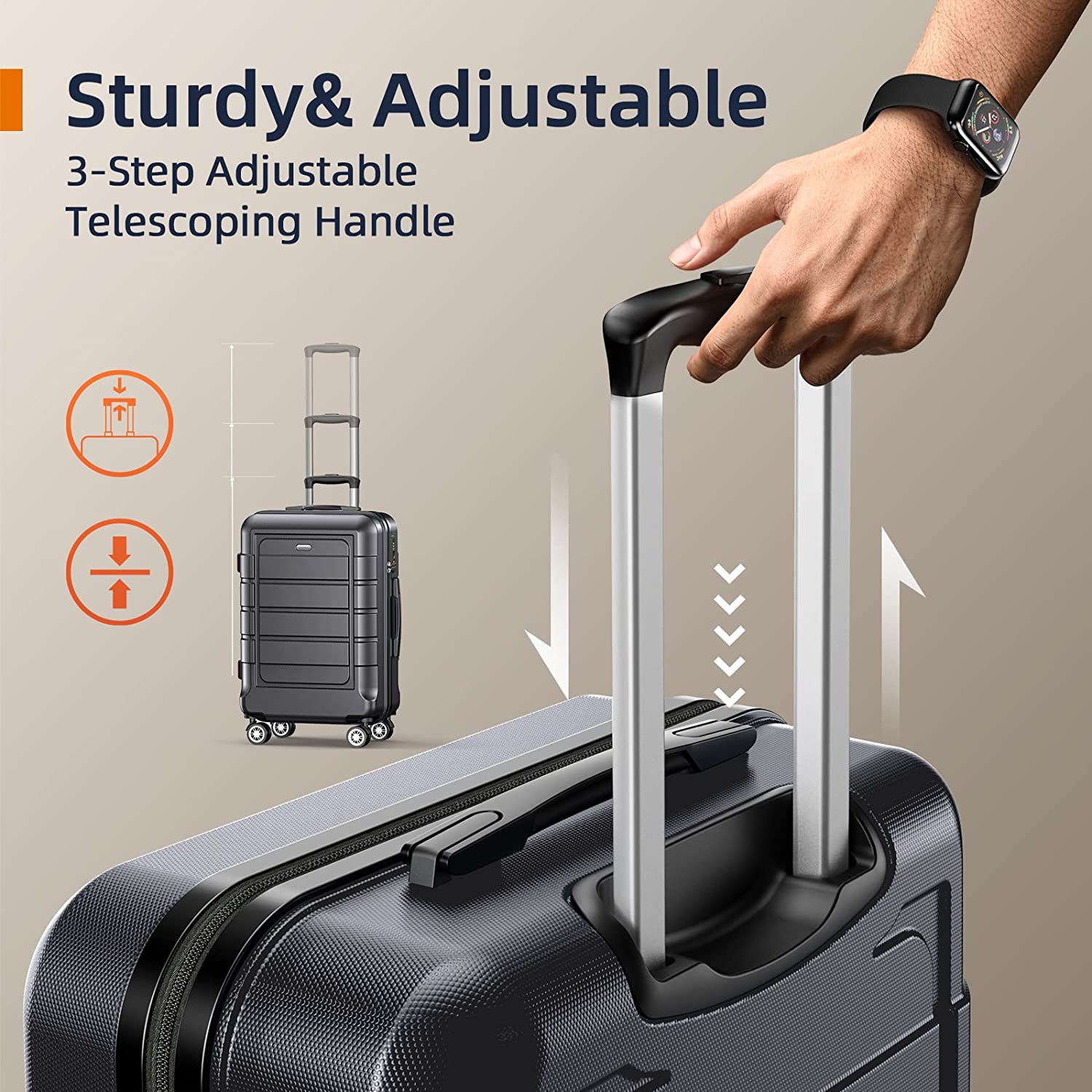 SHOWKOO Juegos de Equipaje Ampliable PC+ABS Maleta Duradera Ruedas Dobles TSA Lock 3 Piezas