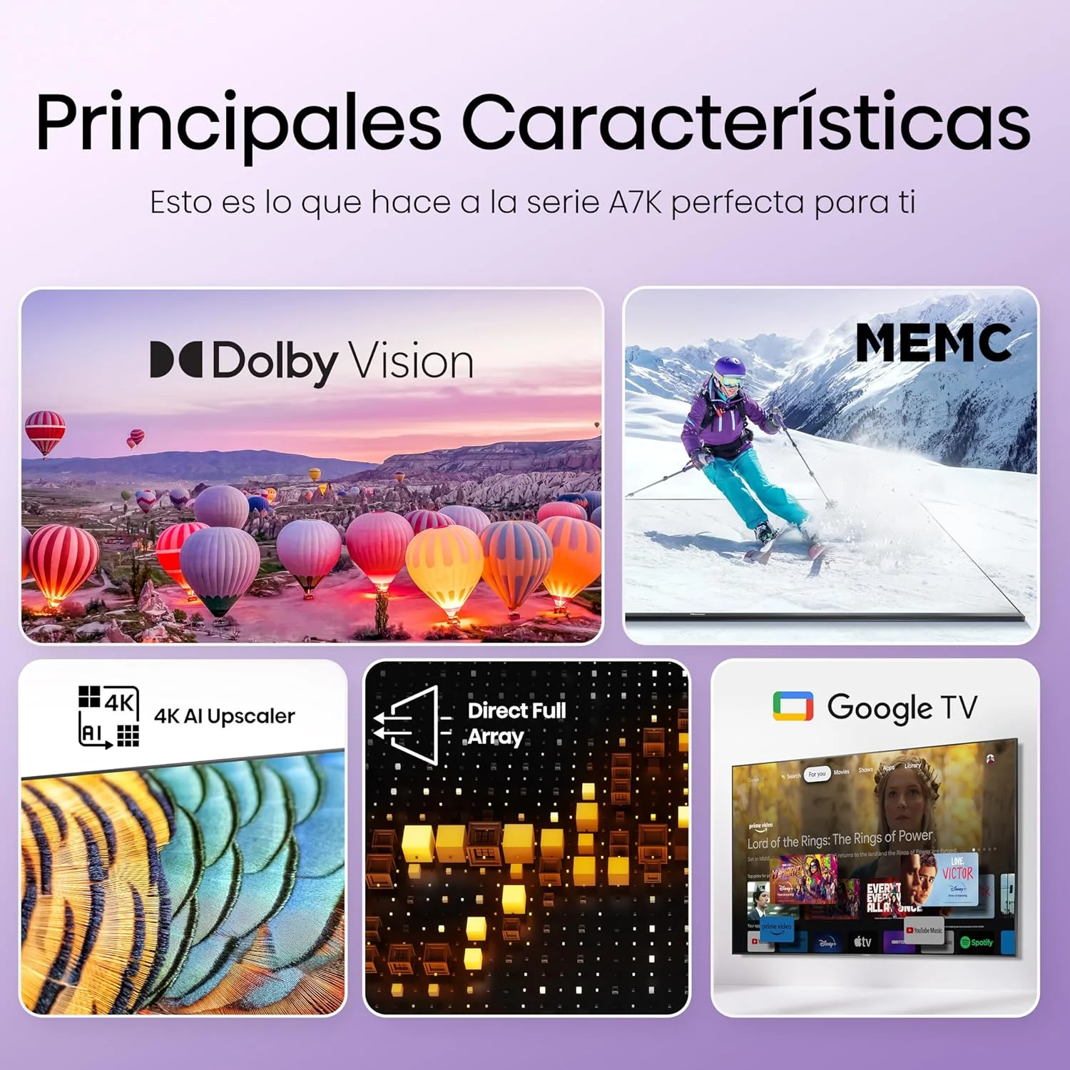 Hisense Pantalla 75" 4K Smart TV LED 65A6H Google TV