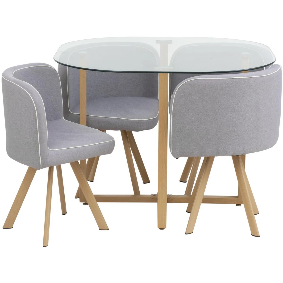 Juego de Comedor Graph 4 Sillas Mesa Rectangular 100x100x75 cm Natural/Transparente