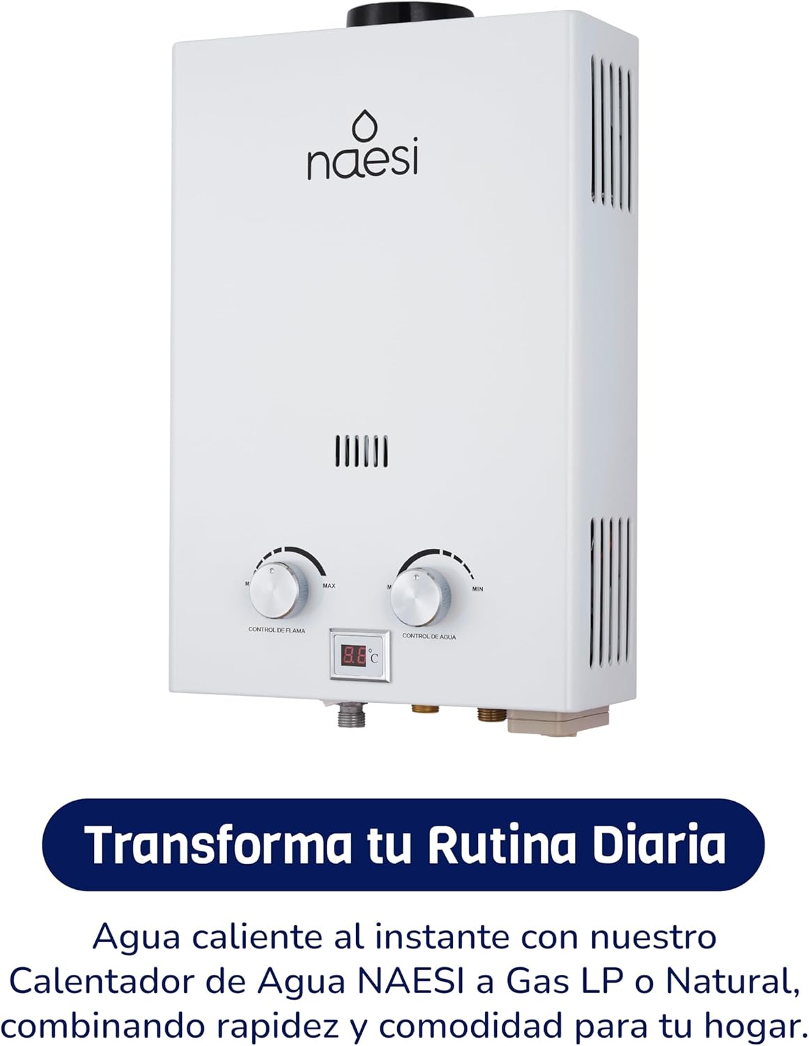 Calentador de Agua Instantáneo, Boiler de Paso 6 L/min – 1 Servicio – Agua Caliente al Instante, Diseño Compacto, Alta Seguridad y Fácil Instalación