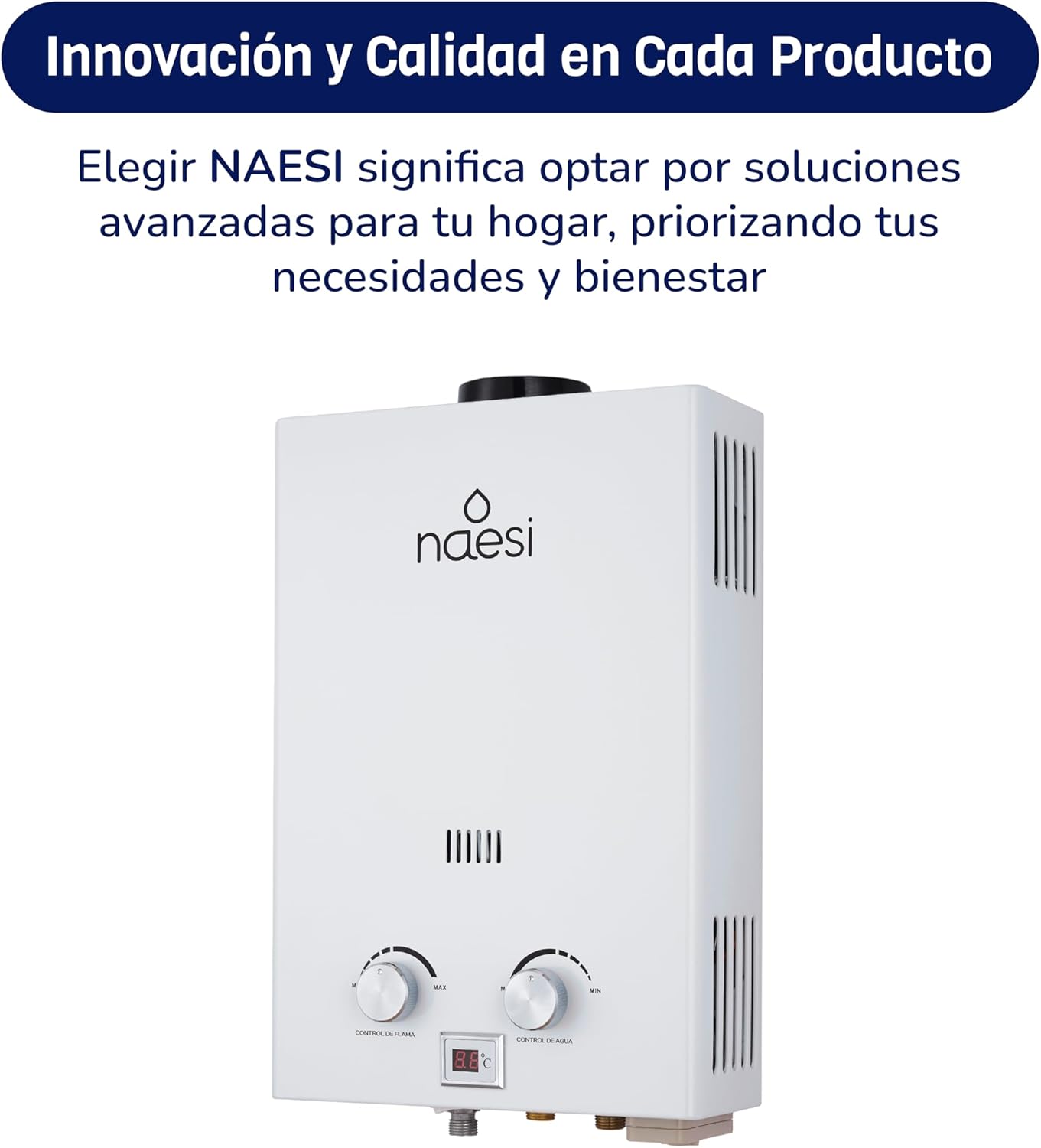 Calentador de Agua Instantáneo, Boiler de Paso 6 L/min – 1 Servicio – Agua Caliente al Instante, Diseño Compacto, Alta Seguridad y Fácil Instalación