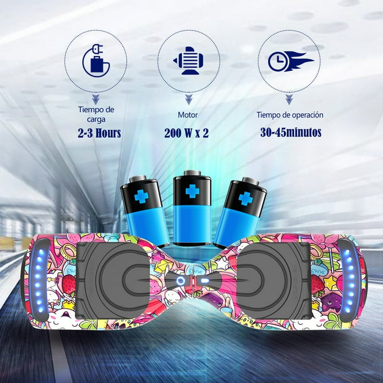 HOVERSTAR Bluetooth Hoverboard, LBW12A Color cromado o monopatín eléctrico de piel impresa con ruedas intermitentes LED HOVERSTAR LBW12A