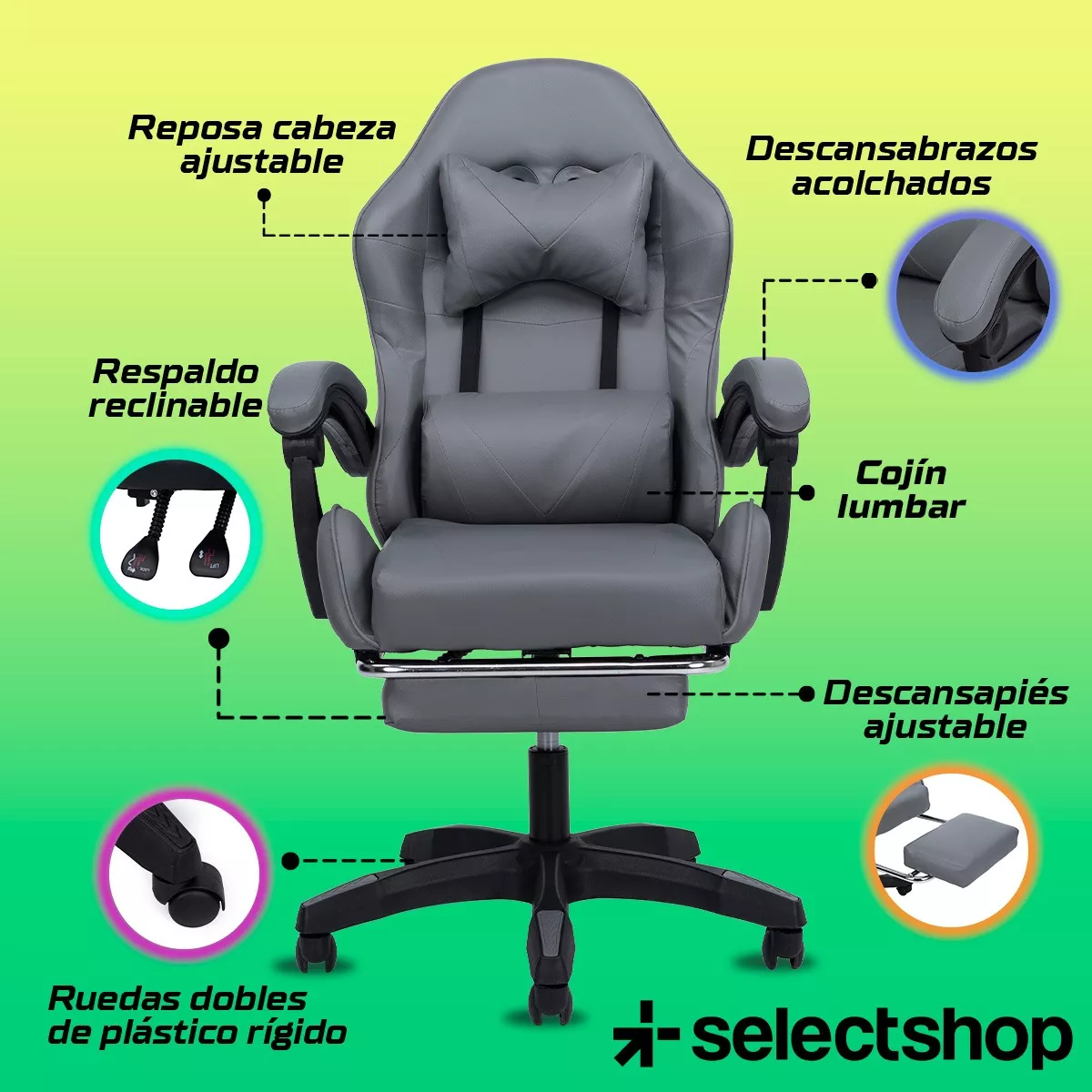 Silla Gamer Reclinable Giratoria Ergonómica Súper Cómoda