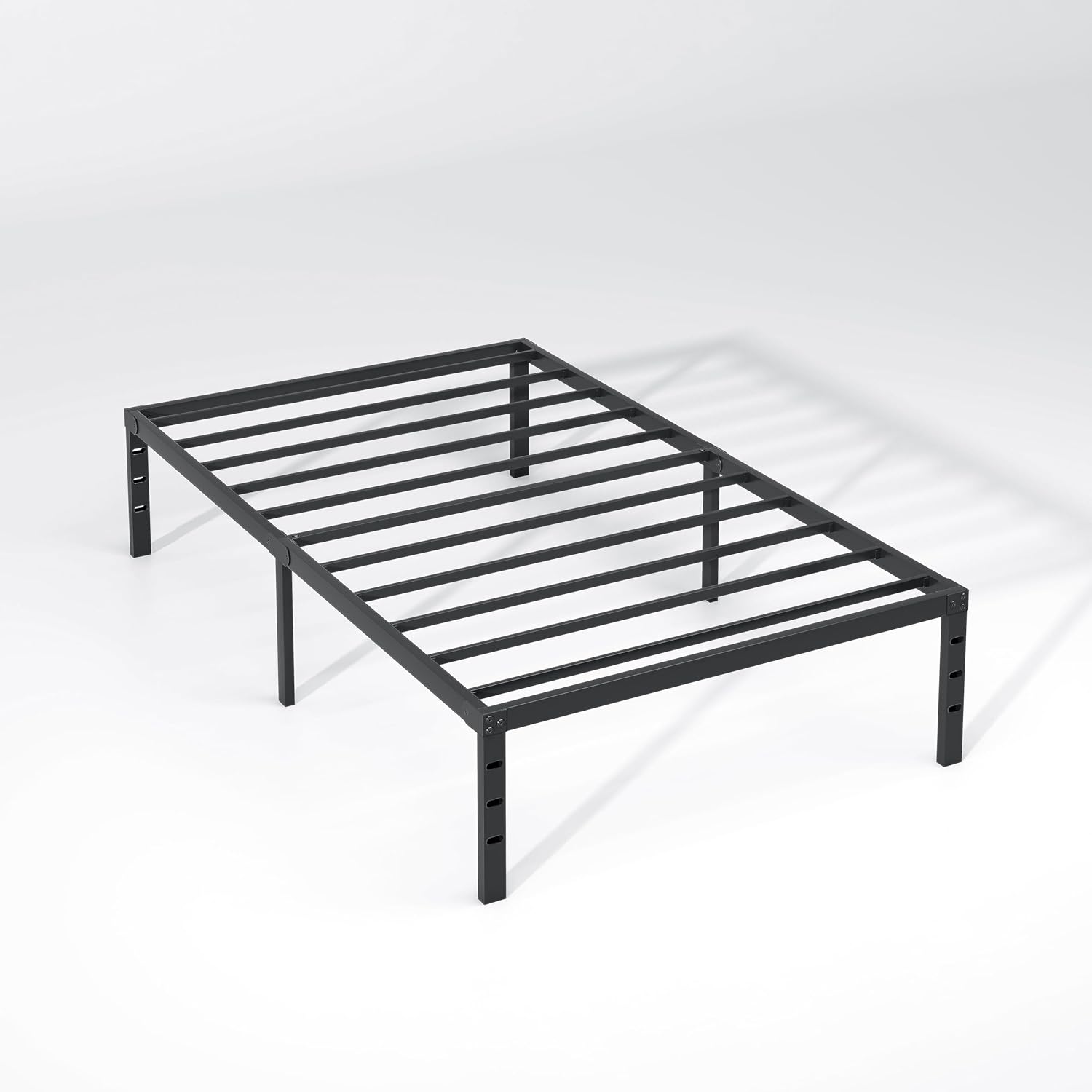 New Jeto Marco de cama de metal con espacio de almacenamiento debajo de la cama, plataforma sencilla y atmosférica, resistente y duradero, de 46 cm, tamaño individual