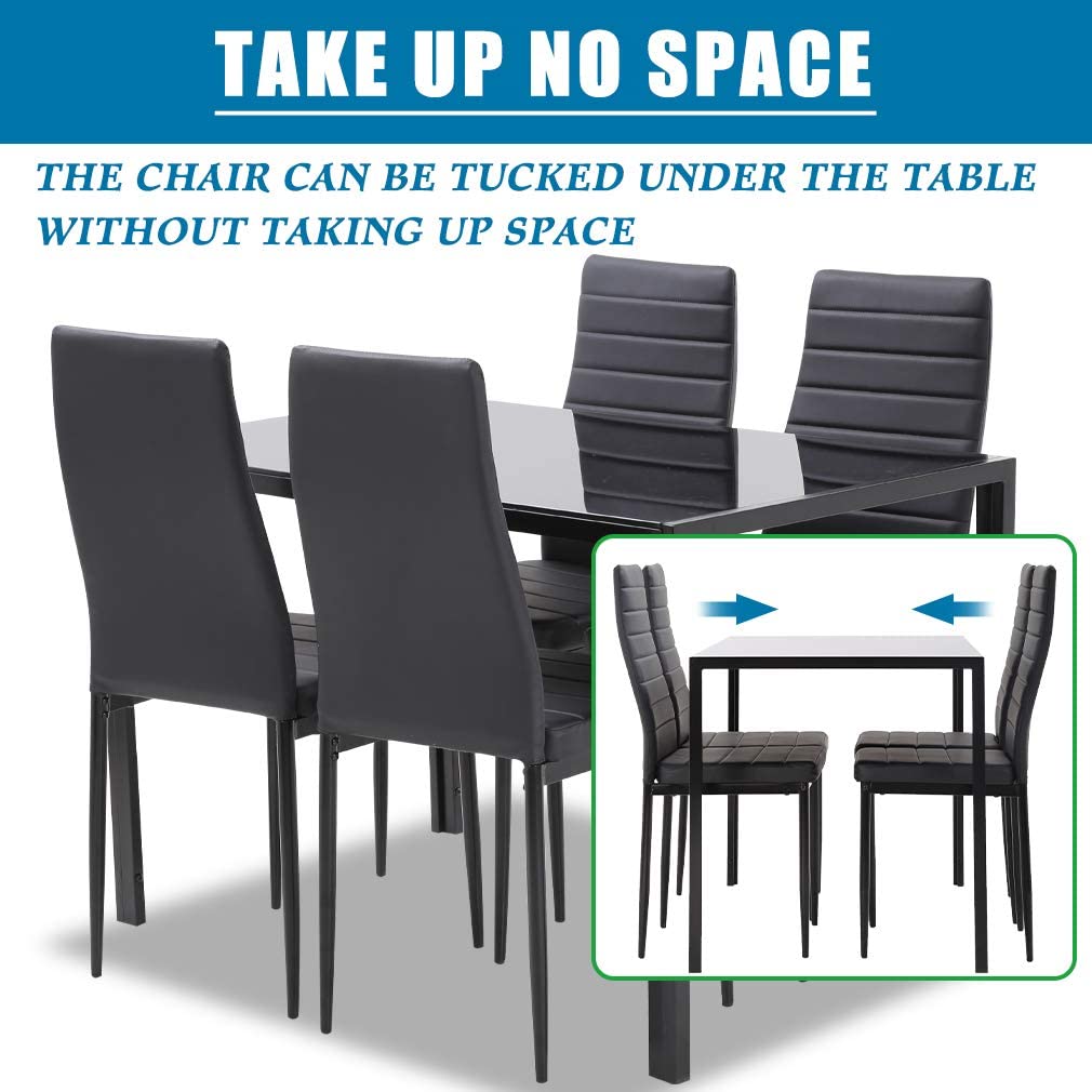 FDW - Juego de Mesa de Comedor de Vidrio para Espacios pequeños, Mesa de Cocina y sillas para 4 mesas con sillas, Muebles de hogar, rectangulares, Modernos (Vidrio Negro)-trapo