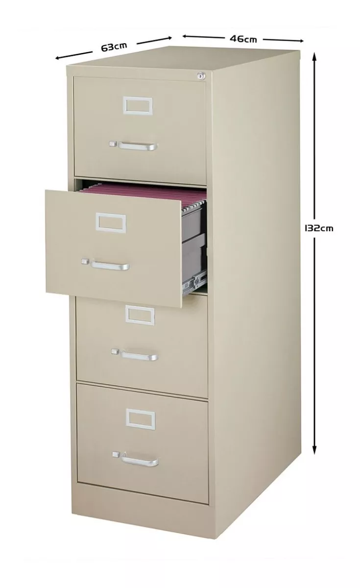 Archivero Metálico 4 Gavetas Oficio Almendra/negro/gri Hirsh
