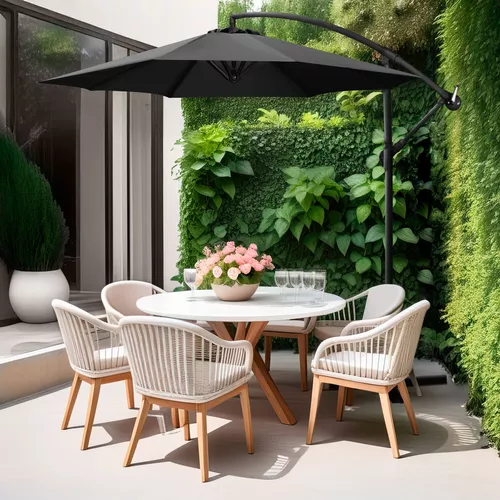 Sombrilla Moderna 2.9 M Jardin Exterior Playa Terraza Color Negro Lisa Jardimex