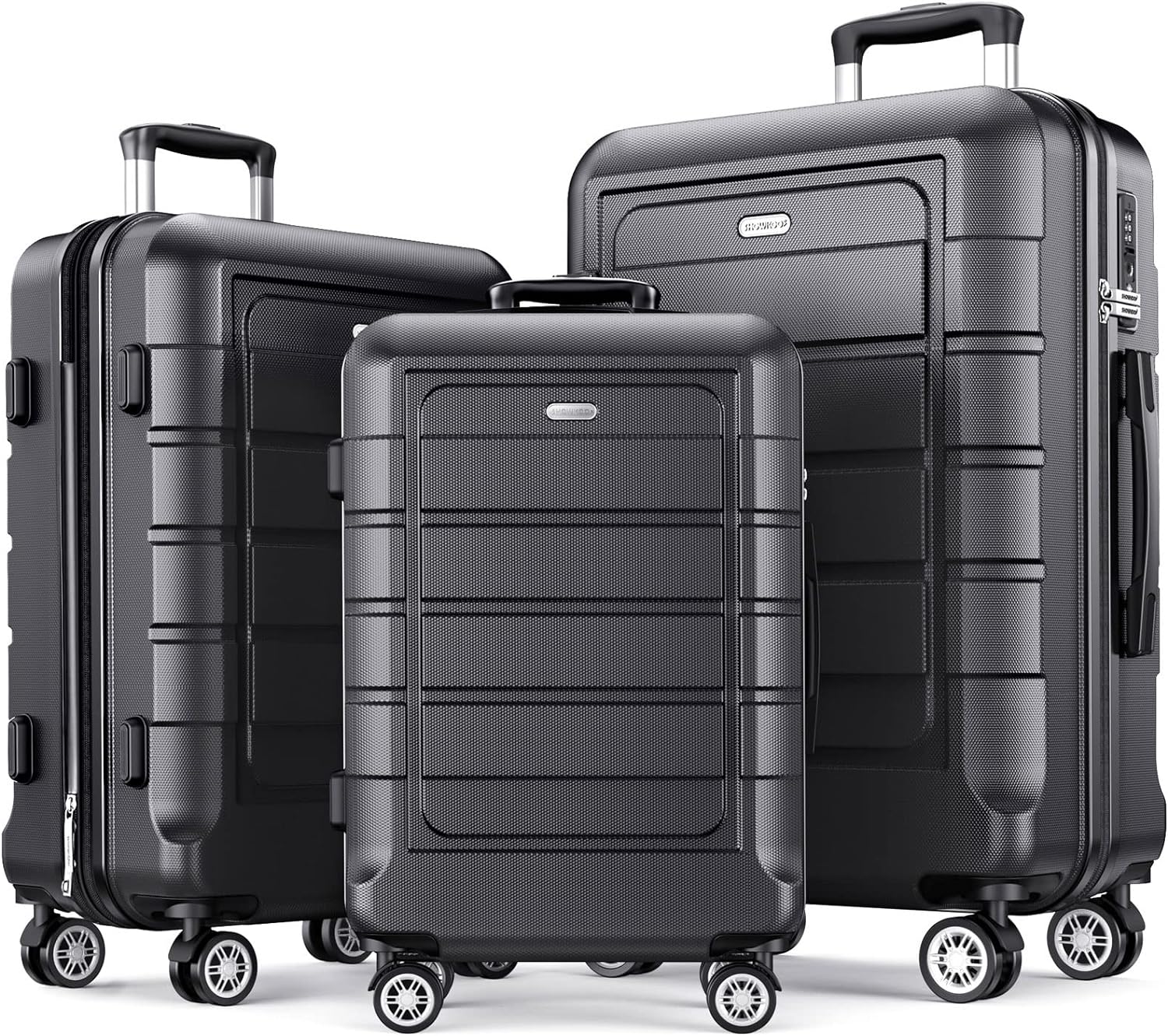 SHOWKOO Juegos de Equipaje Ampliable PC+ABS Maleta Duradera Ruedas Dobles TSA Lock 3 Piezas