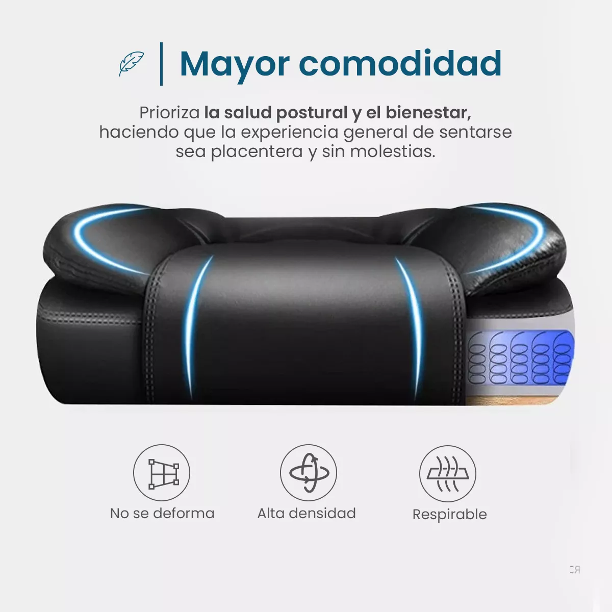 Silla de Escritorio Player One 1507 Ergonómica Negra con Tapizado de Cuero Sintético