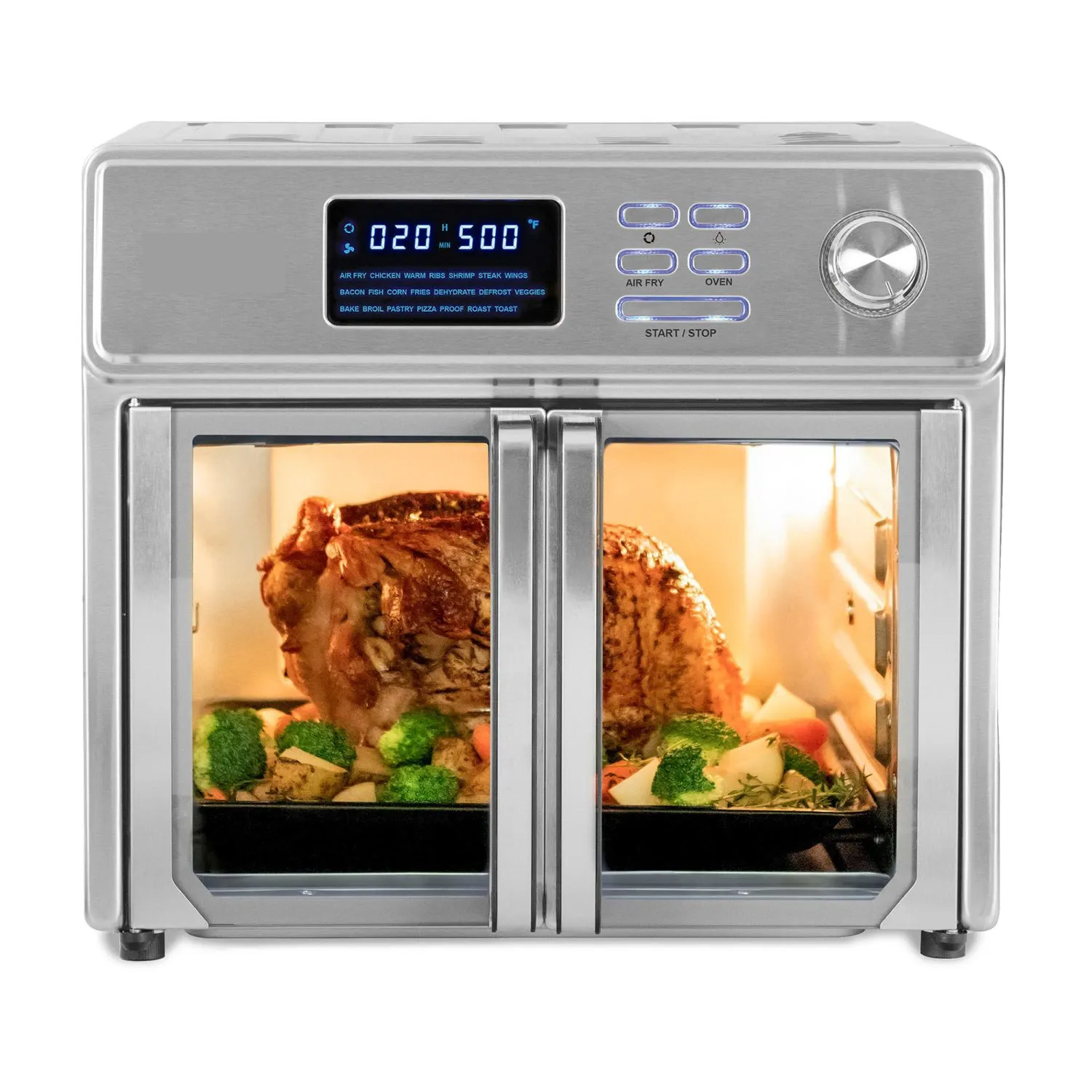 Horno freidora de aire digital AFO 46045 SS Combinación de horno tostador de encimera 10 en 1 de 26 cuartos y freidora de aire, asador, asador, deshidratador y más | 9 Accesorios y libro de cocina